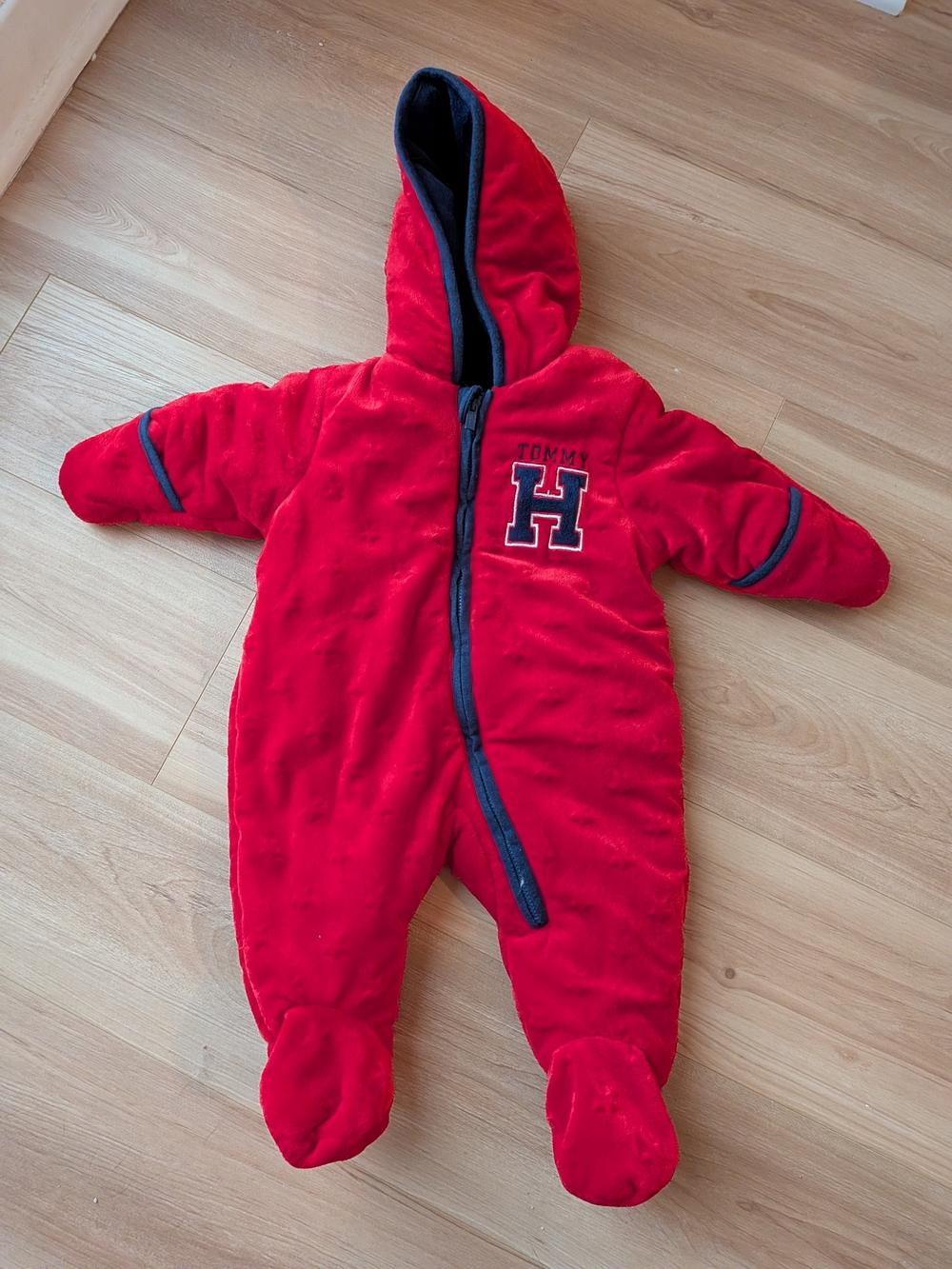 Tommy Hilfiger Red Hooded Baby One-Piece Snowsuit